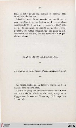 Séance du 27 décembre 1889