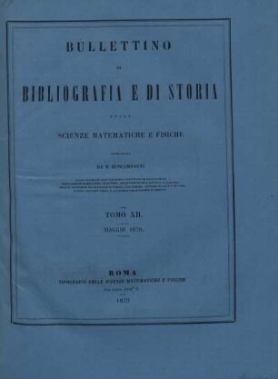Tomo XII. Maggio 1879.