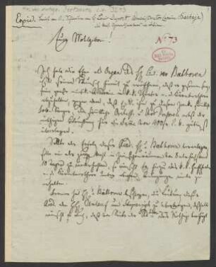 Eigenhändige Kopie eines Briefes von Anton Schindler an Louis Duport