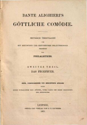 Dante Alighieri's Göttliche Comödie, 2. Das Fegefeuer