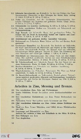 Arbeiten in Zinn, Messing und Bronze (Nr. 230-346)