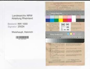 Entnazifizierung Heinrich Weishaupt, geb. 14.10.1907 (Postschaffner)