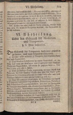 VI. Abtheilung. Ueber den Gebrauch der Modorum und Temporum.