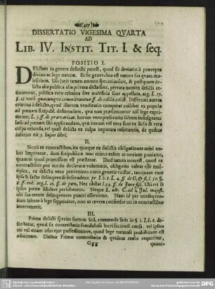 Dissertatio Vigesima Quarta Ad Lib. IV. Instit. Tit. I. & seq.