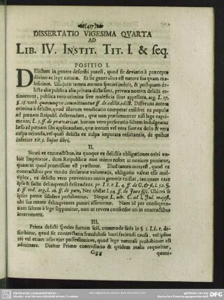 Dissertatio Vigesima Quarta Ad Lib. IV. Instit. Tit. I. & seq.