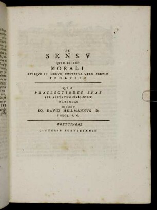 De Sensv Qvem Dicvnt Morali Eivsqve In Morvm Doctrina Vero Pretio Prolvsio