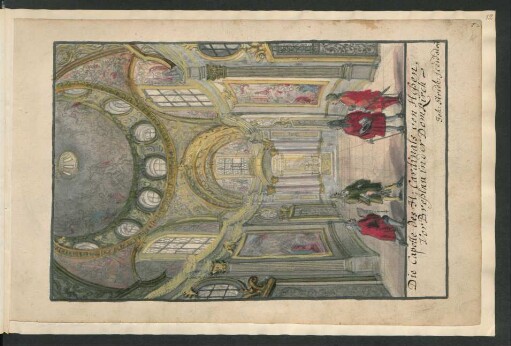 Aquarell: bei Breslau, Dom, Kapelle des Kardinals von Hessen, Innenansicht
