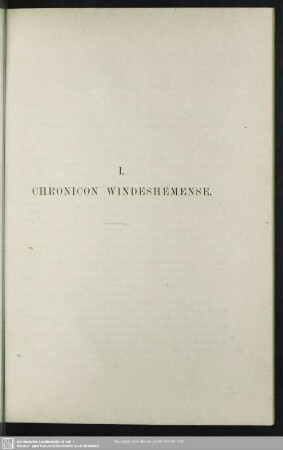 I. Chronico Windeshemense