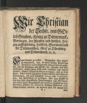 [Vormünder-Ordnung, für das Herzogthum Holstein, Königl. Antheils, der Herrschaft Pinneberg, Graffschaft Rantzau und Stadt Altona.]