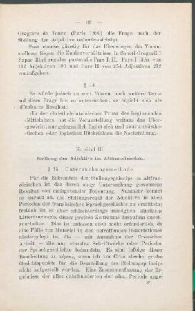 Kaptel III. Stellung des Adjektivs im Altfranzösischen.