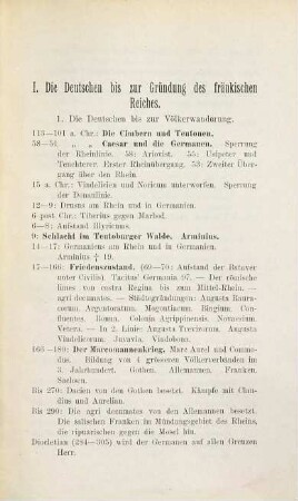 Das historische Pensum der Unter-Prima in tabellarischer Form