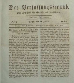 № 5. Cassel, den 18. Januar 1832.