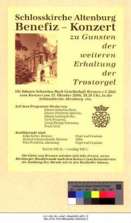 Originaltitel: Schlosskirche Altenburg Benefiz-Konzert zu Gunsten der weiteren Erhaltung der Trostorgel