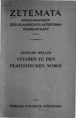Studien zu den platonischen Nomoi