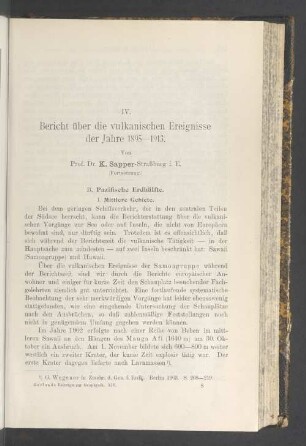 IV. Bericht über die vulkanischen Ereignisse der Jahre 1895-1913