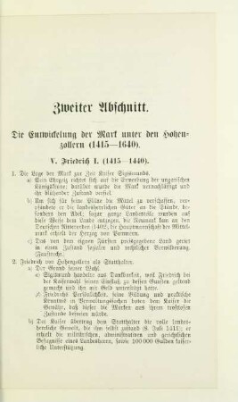 Zweiter Abschnitt. Die Entwickelung der Mark unter den Hohenzollern (1415 - 1640)