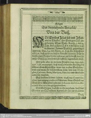 Der dreyzehende Artickel. Von der Buß
