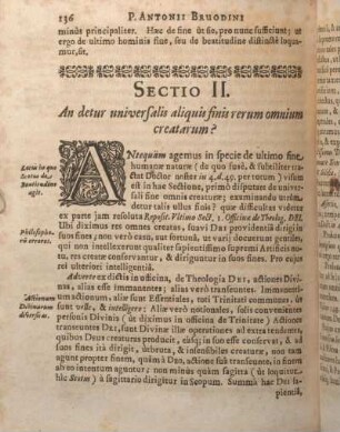 Sectio II. An detur universalis aliquis finis rerum omnium creatarum?