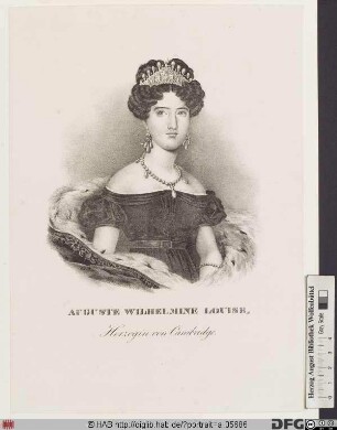 Bildnis Augusta (Wilhelmine Luise), Herzogin von Cambridge, geb. Landgräfin von Hessen-Homburg