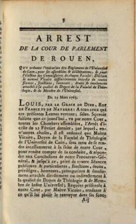 Arrest de la cour de Parlement de Rouen : du 21. Fevr. 1763