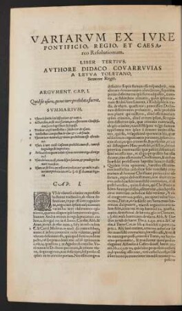 Variarum Ex Iure Pontificio, Regio, Et Caesareo Resolutionum. Liber Tertius.