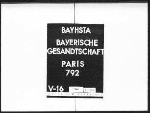 Die Glückwünsche des bayerischen Gesandten zu dem mißglückten Attentat auf den Präsidenten Fallières