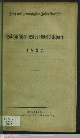 23.1837: Jahresbericht der Sächsischen Bibel-Gesellschaft
