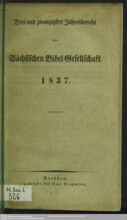 23.1837: Jahresbericht der Sächsischen Bibel-Gesellschaft