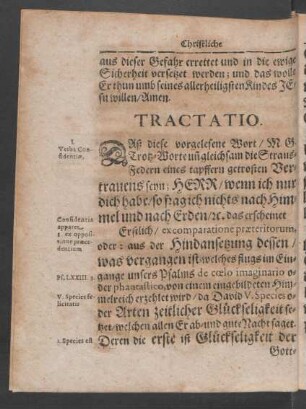Tractatio. I. Verbis Confidentiæ. [I. Als Glaubens-Wortt]