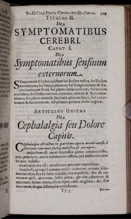 Titulus II. De Symptomatibus Cerebri