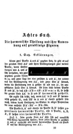 Achtes Buch. Die harmonische Theilung und ihre Anwendung auf geradlinige Figuren.