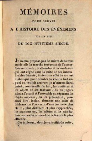 Mémoires pour servir à l'histoire des événemens de la fin du dix-huitième siècle depuis 1760 jusqu'en 1806 - 1810. 3