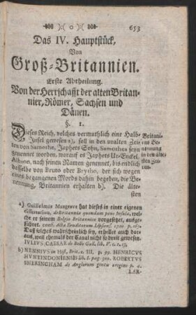 Das IV. Hauptstück, Von Groß-Britannien