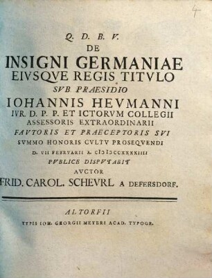 De Insigni Germaniae Eivsqve Regis Titvlo