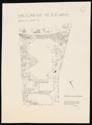 Hausgarten an der Havel: Grundriss, Bepflanzungsplan 1:200