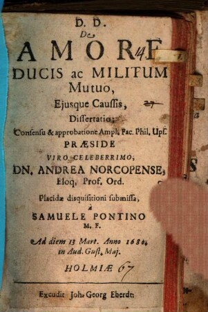 De amore ducis et militum mutuo eiusque caussis dissertatio
