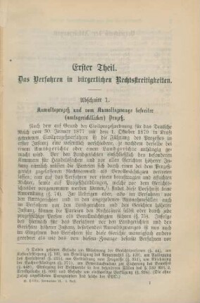 Erster Theil. Das Verfahren in bürgerlichen Rechtsstreitigkeiten.
