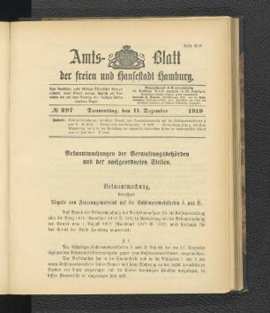 No.297, Donnerstag, den 11. Dezember 1919