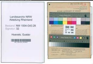 Entnazifizierung Gustav Hoevels , geb. 06.08.1890 (Amtsinspektor)