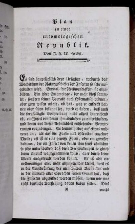 Plan zu einer entomologischen Republik.