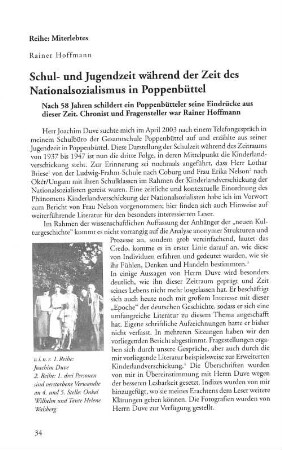 Schul- und Jugendzeit während der Zeit des Nationalsozialismus in Poppenbüttel