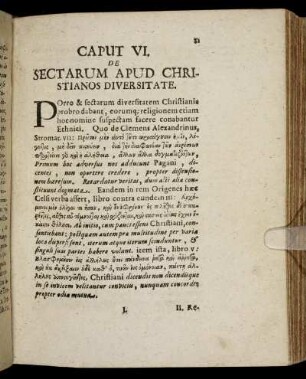 Caput VI. De Sectarum Apud Christianos Diversitate
