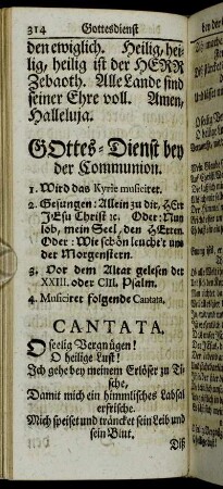 Gottest-Dienst bey der Communion