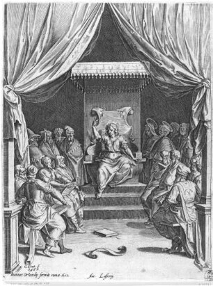 Christus im Tempel : Cort, Cornelis (1533-1578), Orlandi, Giovanni (um 1590/1640), Lafreri, Antonio (1512-1577). Christus im Tempel. Kupferstich; 26,8 x 20,0 cm, 1567. Dresden: Kupferstich-Kabinett A 31711 in A 1076,2. Leblanc 50