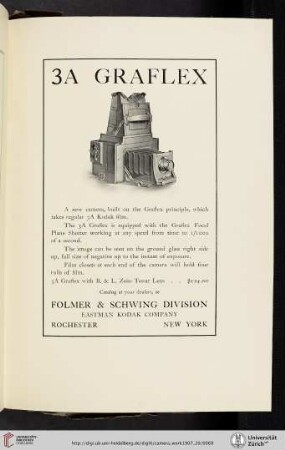 Folmer & Schwing Division, Eastman Kodak Company [3A Graflex Camera]