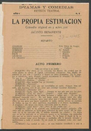 1920000500: La propia estimación : comedia en tres actos