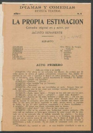 1920000500: La propia estimación : comedia en tres actos