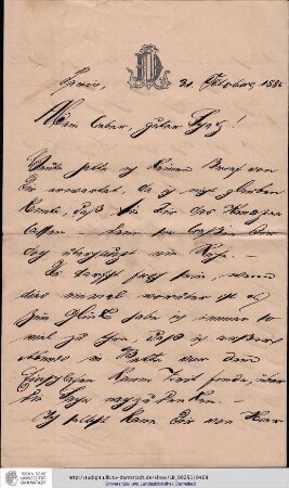 Brief vom 31.10.1885