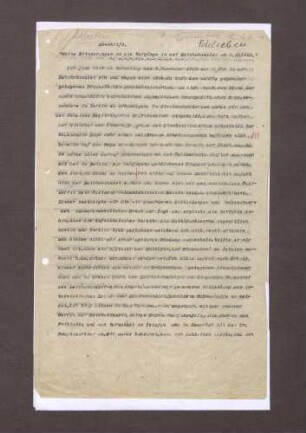Abschrift von "Meine Erinnerungen an die Vorgänge in der Reichskanzlei am 09.11.1918" von Otto von Schlieben