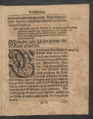 [...]Text Worte/ genommen aus dem Evangelisten Johann. XVI. v. 5. und lauten also: